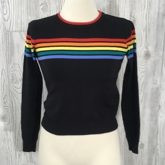 𝅺ETHOS Clothier Rainbow Striped Sweater Size Small - Picture 1 of 9